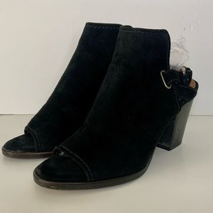 Frye Womens Boots Size 8 Black Suede Peep Toe Sling Back Ankle Bootie